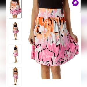 Lane Bryant Print Orange A-Line Mini Skirt